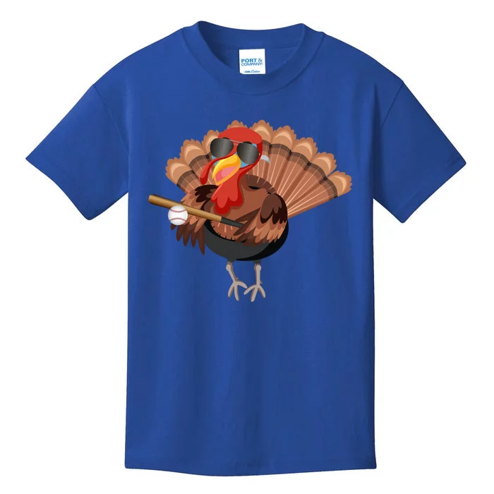 Funny Graphic Thanksgiving Turkey Baseball Bat Gift Kids T-Shirt