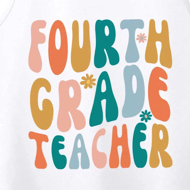 Fourth Grade Teacher Retro Groovy Design 4th Grade Teaching Performance Tank