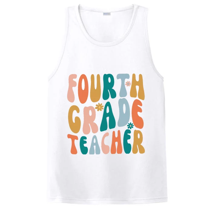 Fourth Grade Teacher Retro Groovy Design 4th Grade Teaching Performance Tank