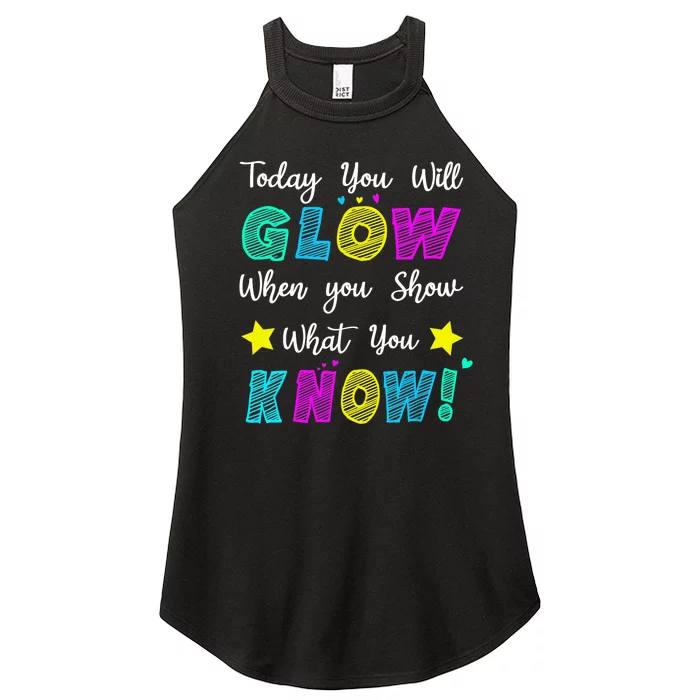 Funny Glow Teachers Testing Day When U Show What You Know Women’s Perfect Tri Rocker Tank