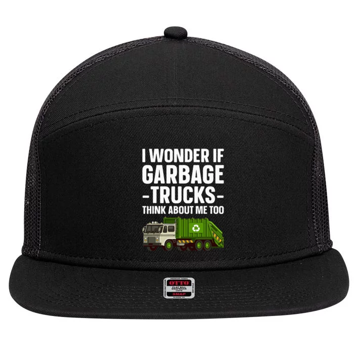 Funny Garbage Truck Art Trash Garbage Truck 7 Panel Mesh Trucker Snapback Hat