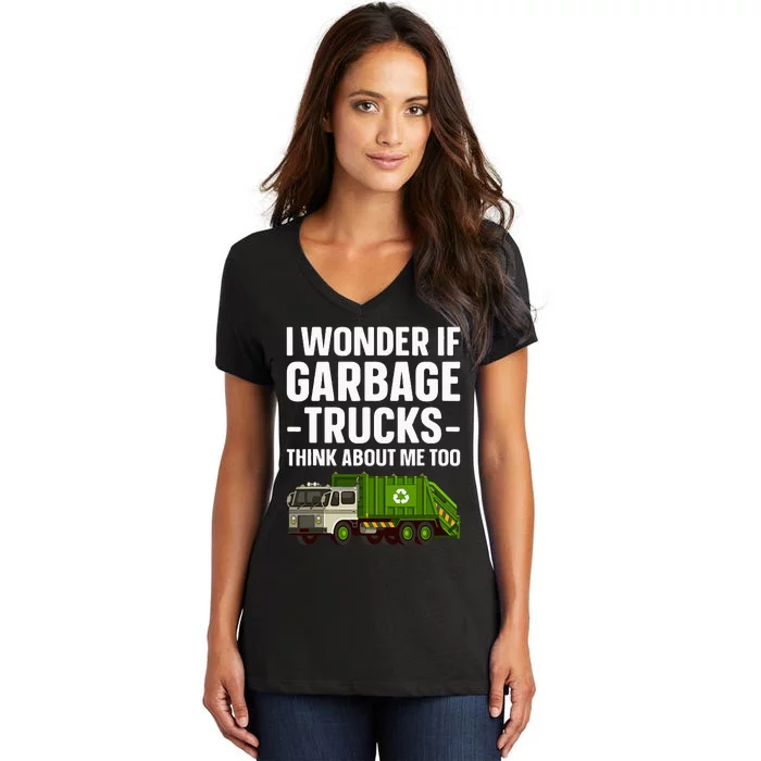 Funny Garbage Truck Art Trash Garbage Truck Women's V-Neck T-Shirt