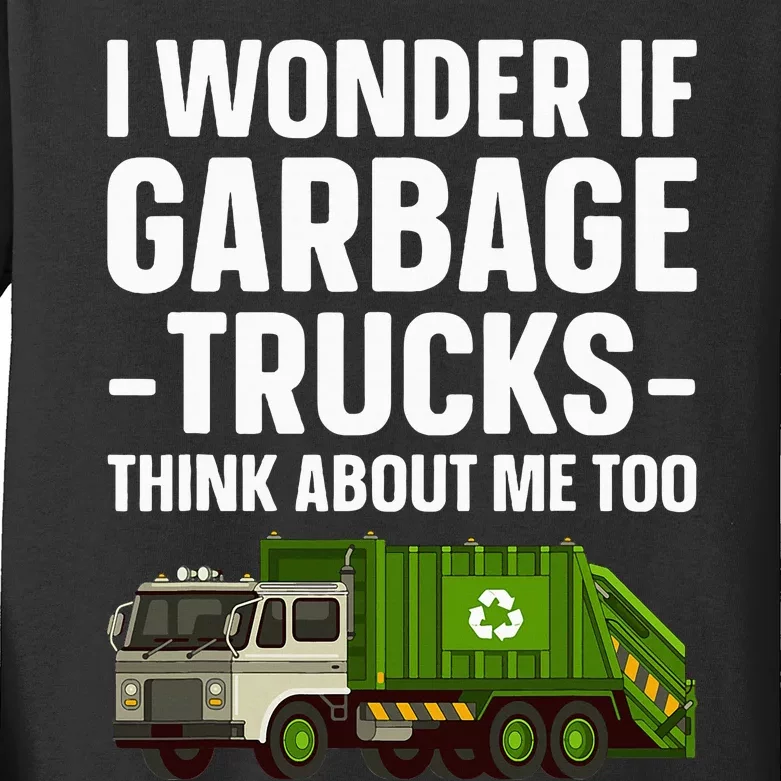 Funny Garbage Truck Art Trash Garbage Truck Kids Long Sleeve Shirt