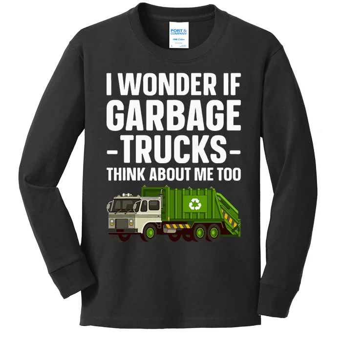 Funny Garbage Truck Art Trash Garbage Truck Kids Long Sleeve Shirt