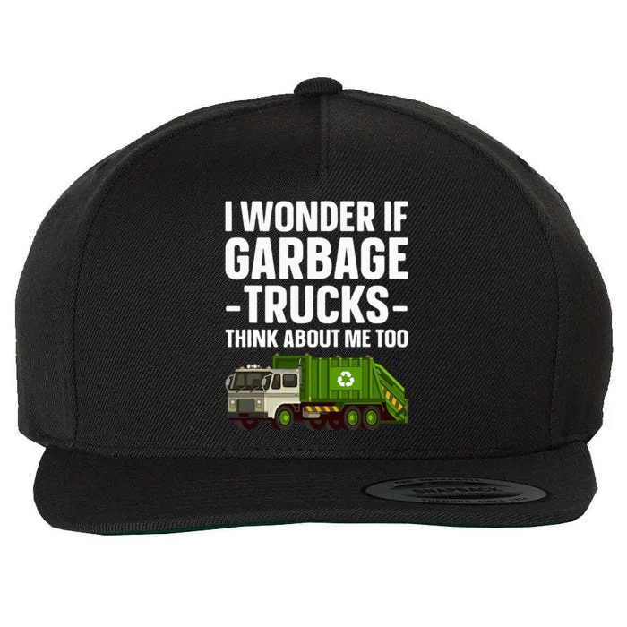 Funny Garbage Truck Art Trash Garbage Truck Wool Snapback Cap