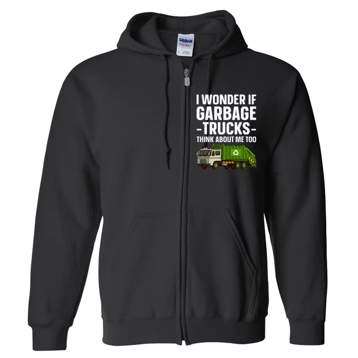 Funny Garbage Truck Art Trash Garbage Truck Full Zip Hoodie