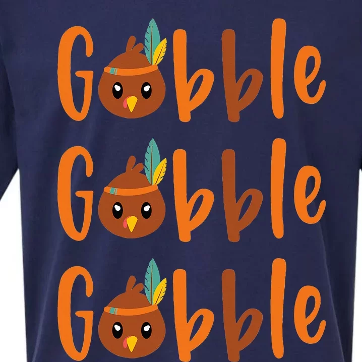 Funny Gobble Turkey Pilgrim Little Thanksgiving Sueded Cloud Jersey T-Shirt