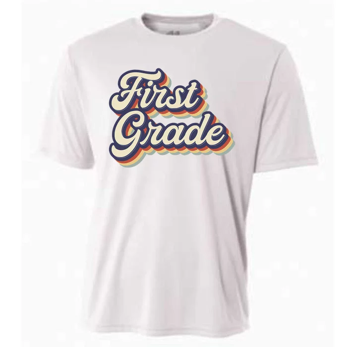 First Grade Teacher Retro Vintage 1st Grade Teacher Team Cooling Performance Crew T-Shirt