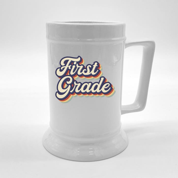 First Grade Teacher Retro Vintage 1st Grade Teacher Team Front & Back Beer Stein