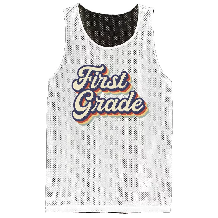 First Grade Teacher Retro Vintage 1st Grade Teacher Team Mesh Reversible Basketball Jersey Tank