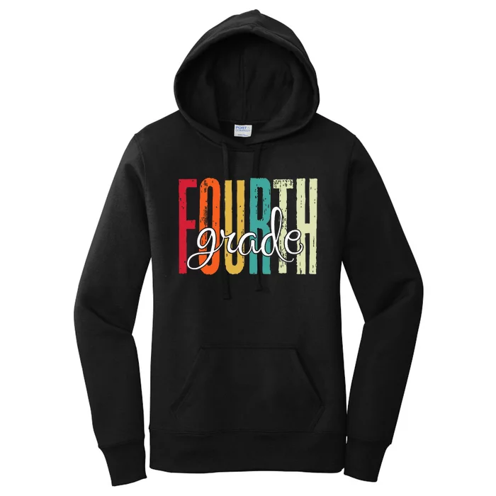 Fourth Grade Teacher Team Retro Vintage 4th Grade Squad Women's Pullover Hoodie