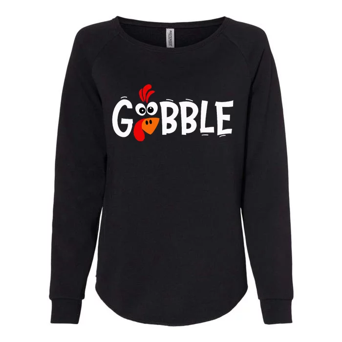 Funny Giant Turkey Face Thanksgiving Gobble Holiday Family Womens California Wash Sweatshirt