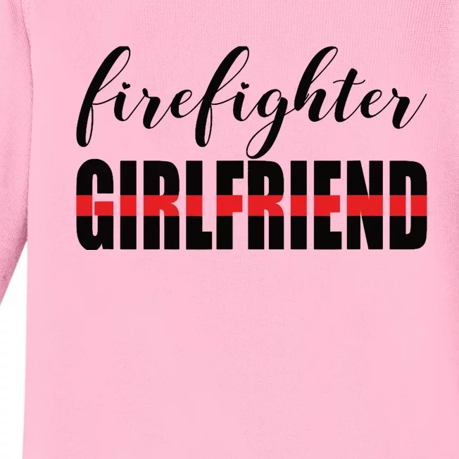 Firefighter Girlfriend - Thin Red Line Fireman Love Baby Long Sleeve Bodysuit