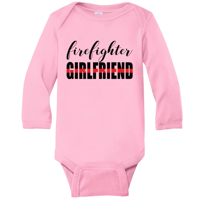 Firefighter Girlfriend - Thin Red Line Fireman Love Baby Long Sleeve Bodysuit