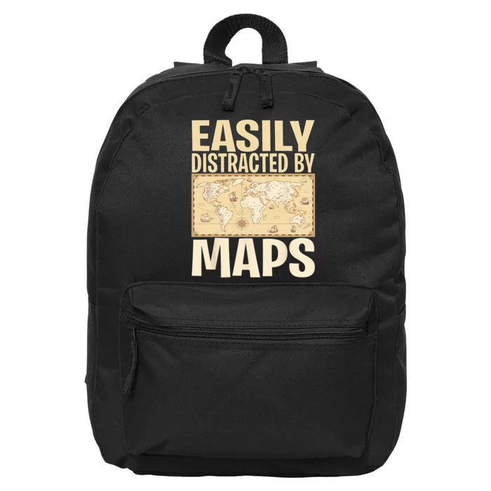 Funny Geography Teacher Easily Distracted By Maps 16 in Basic Backpack