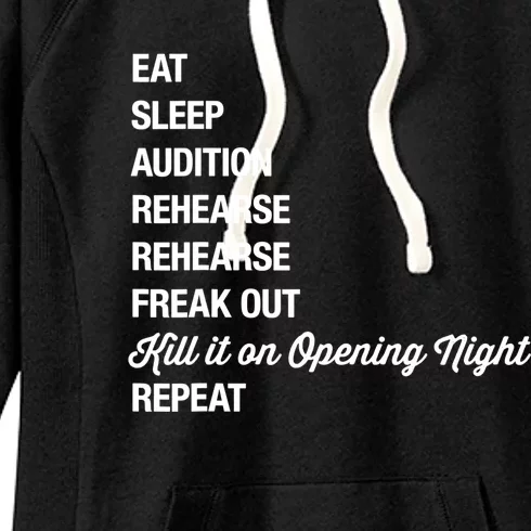 Funny Gift Theater Geek Gift Musical Life Eat Sleep Theatre Gift Women's Fleece Hoodie