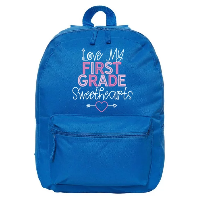 First Grade Teacher Valentines Day Cute Gift Love Sweethearts Gift 16 in Basic Backpack