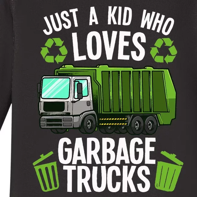 Funny Garbage Truck Art Trash Truck Baby Long Sleeve Bodysuit