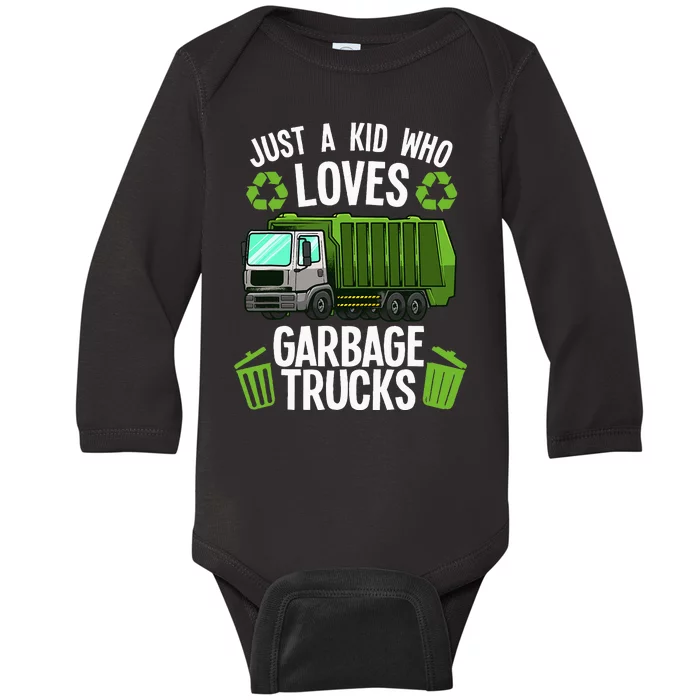 Funny Garbage Truck Art Trash Truck Baby Long Sleeve Bodysuit