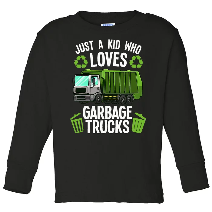 Funny Garbage Truck Art Trash Truck Toddler Long Sleeve Shirt