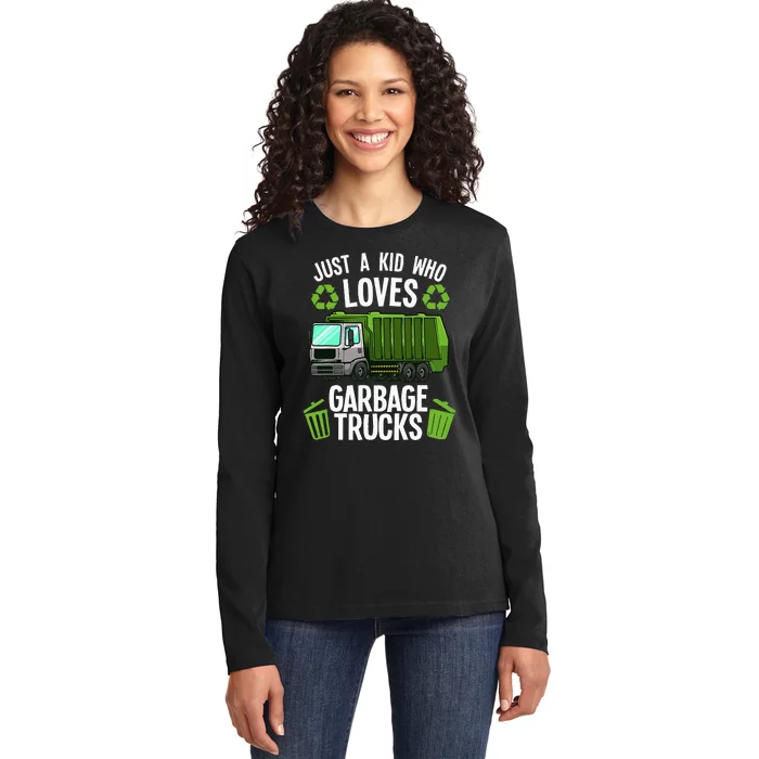 Funny Garbage Truck Art Trash Truck Ladies Long Sleeve Shirt