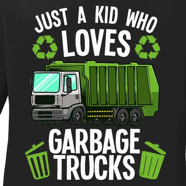 Funny Garbage Truck Art Trash Truck Ladies Long Sleeve Shirt