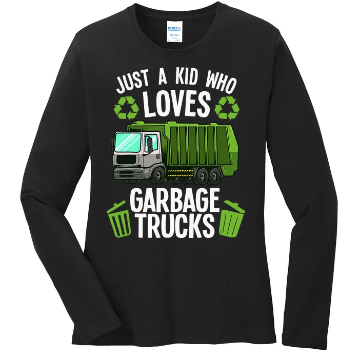 Funny Garbage Truck Art Trash Truck Ladies Long Sleeve Shirt