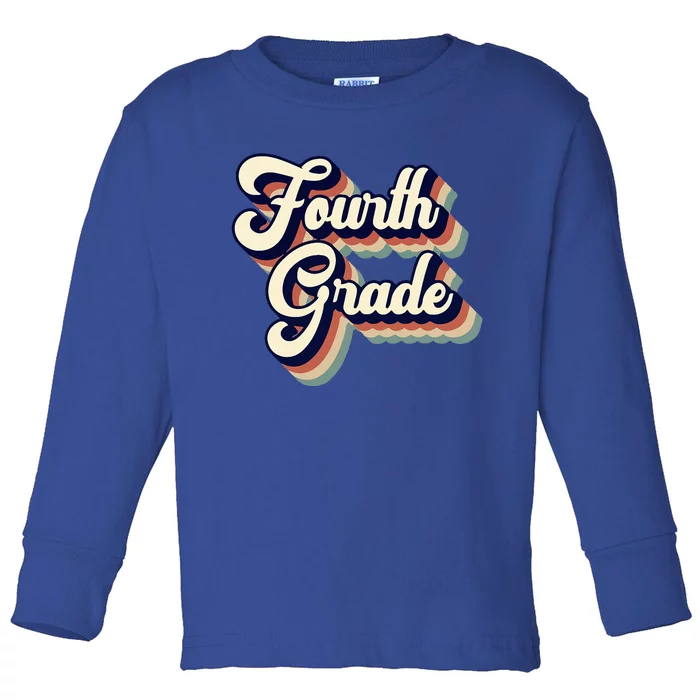 Fourth Grade Teacher Retro Vintage Toddler Long Sleeve Shirt