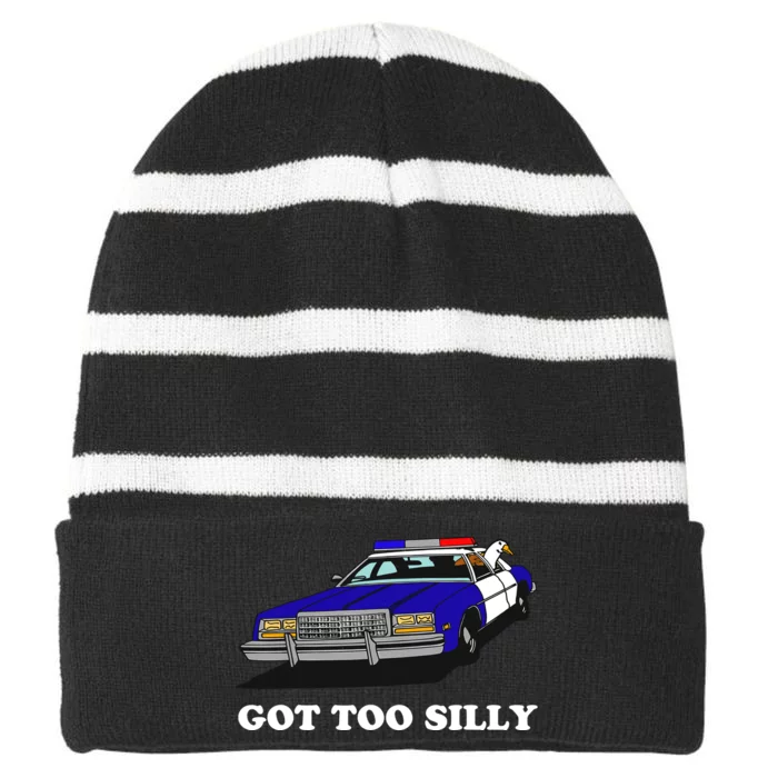 Funny Got Too Silly Goose Striped Beanie with Solid Band