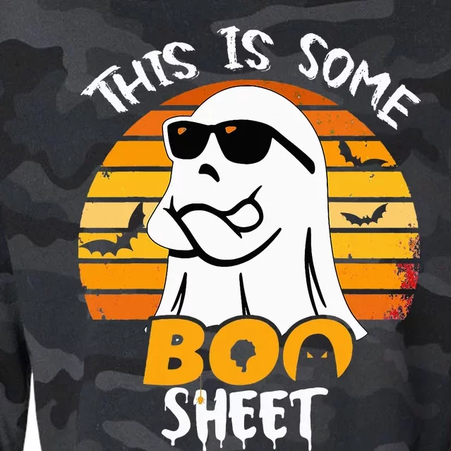 Funny Ghost This Is Some Boo Sheet horror Halloween Costume Cropped Pullover Crew