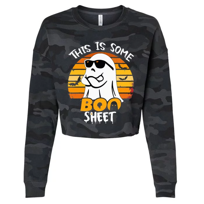 Funny Ghost This Is Some Boo Sheet horror Halloween Costume Cropped Pullover Crew