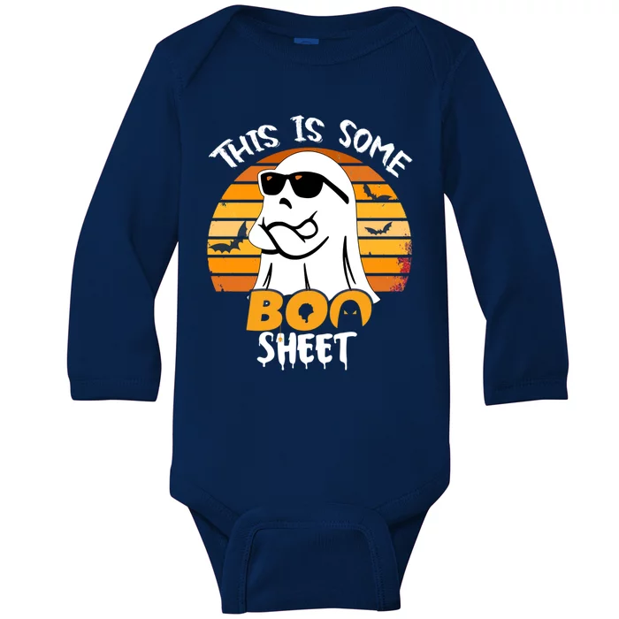 Funny Ghost This Is Some Boo Sheet Horror Halloween Costume Great Gift Baby Long Sleeve Bodysuit