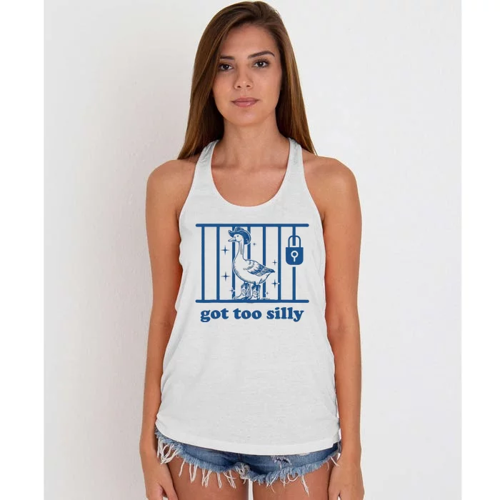 Funny Got Too Silly Silly Goose Women's Knotted Racerback Tank