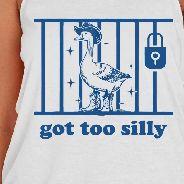 Funny Got Too Silly Silly Goose Women's Knotted Racerback Tank