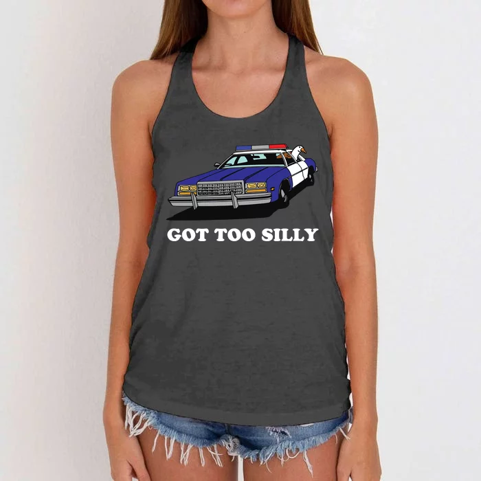 Funny Got Too Goose Silly Gift For Him Funny Goose Women's Knotted Racerback Tank