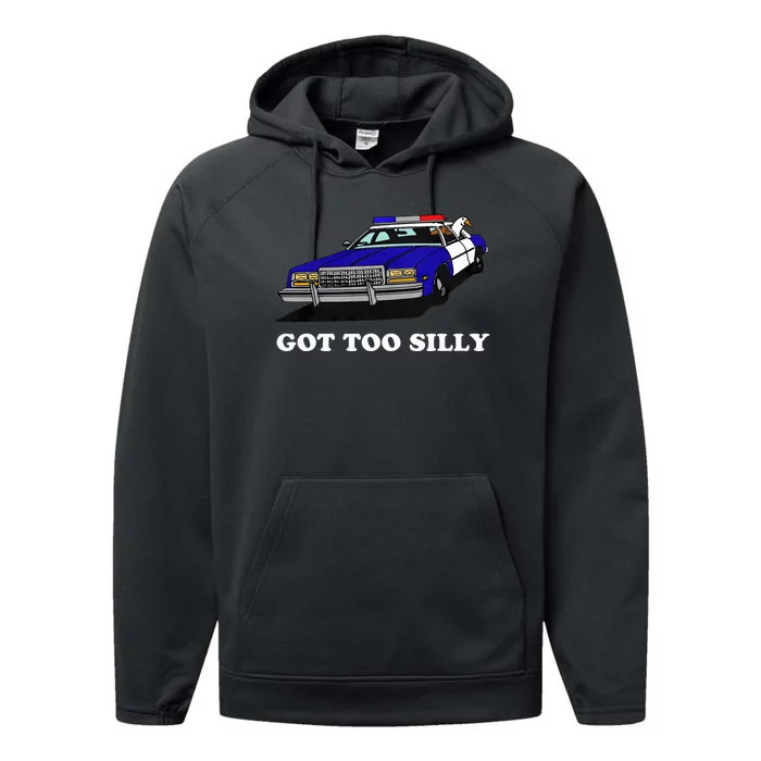 Funny Got Too Silly Goose Performance Fleece Hoodie