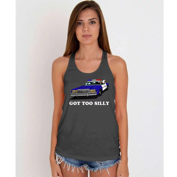 Funny Got Too Silly Goose Women's Knotted Racerback Tank