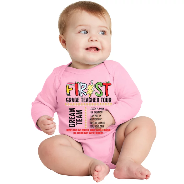 First Grade Teacher 1st Grade Teacher Life Back To School Baby Long Sleeve Bodysuit