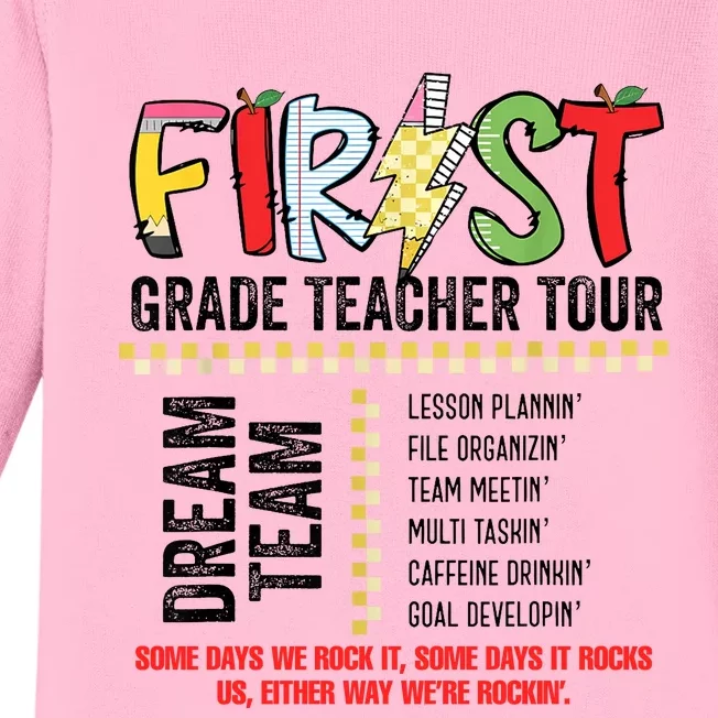 First Grade Teacher 1st Grade Teacher Life Back To School Baby Long Sleeve Bodysuit