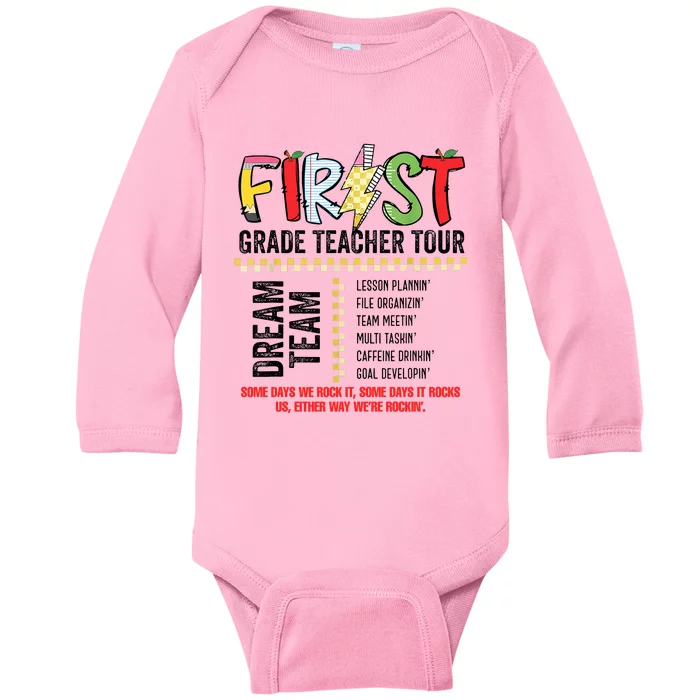 First Grade Teacher 1st Grade Teacher Life Back To School Baby Long Sleeve Bodysuit