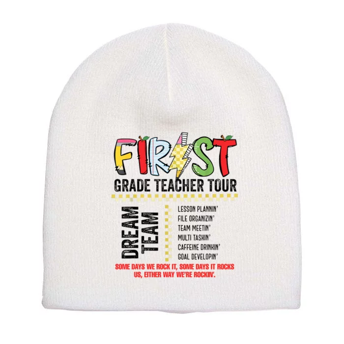 First Grade Teacher 1st Grade Teacher Life Back To School Short Acrylic Beanie