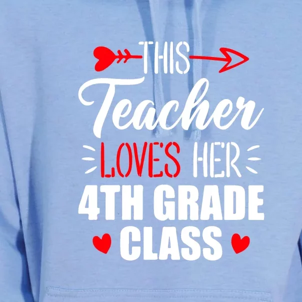 Fourth Grade Teacher This Teacher Loves Her 4th Grade Class Gift Unisex Surf Hoodie