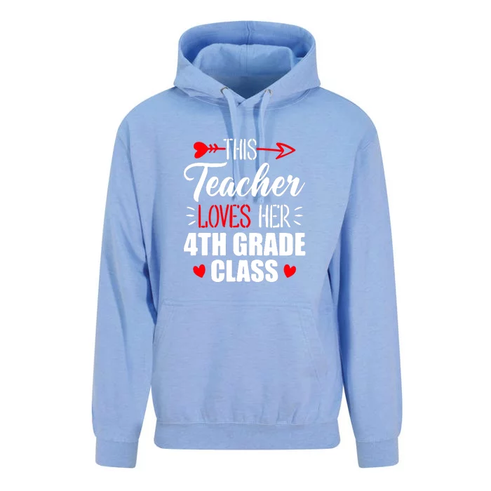 Fourth Grade Teacher This Teacher Loves Her 4th Grade Class Gift Unisex Surf Hoodie