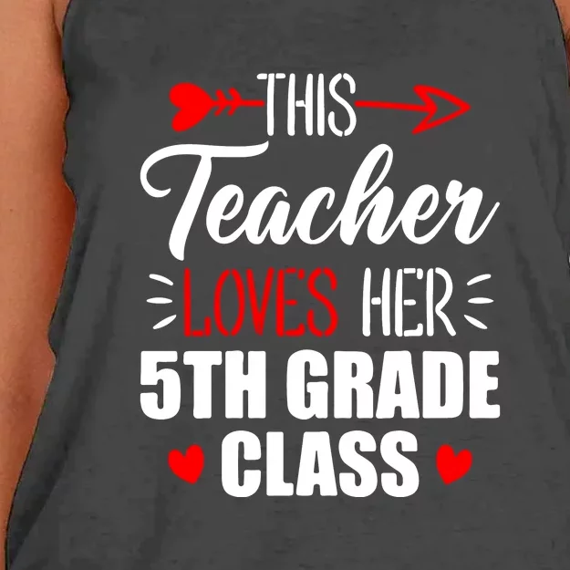 Fifth Grade Teacher This Teacher Loves Her 5th Grade Class Gift Women's Knotted Racerback Tank