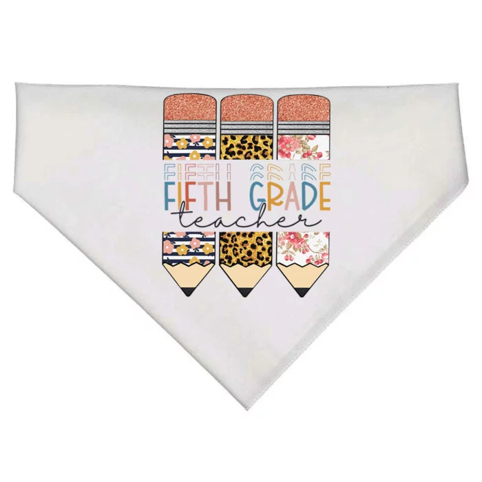 Fifth Grade Teacher Funny Leopard Pencil Back To School USA-Made Doggie Bandana