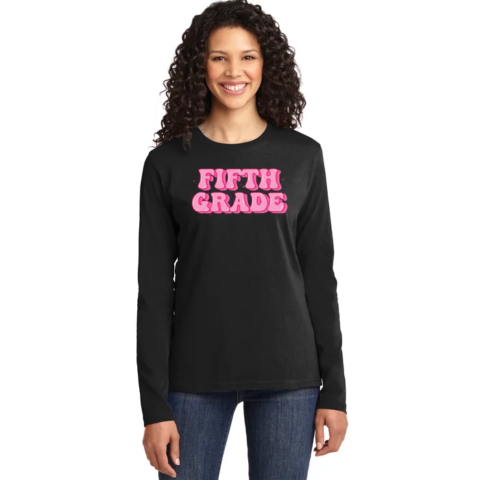 Fifth Grade Teacher Retro Vintage 5th Grade Teacher Team Ladies Long Sleeve Shirt