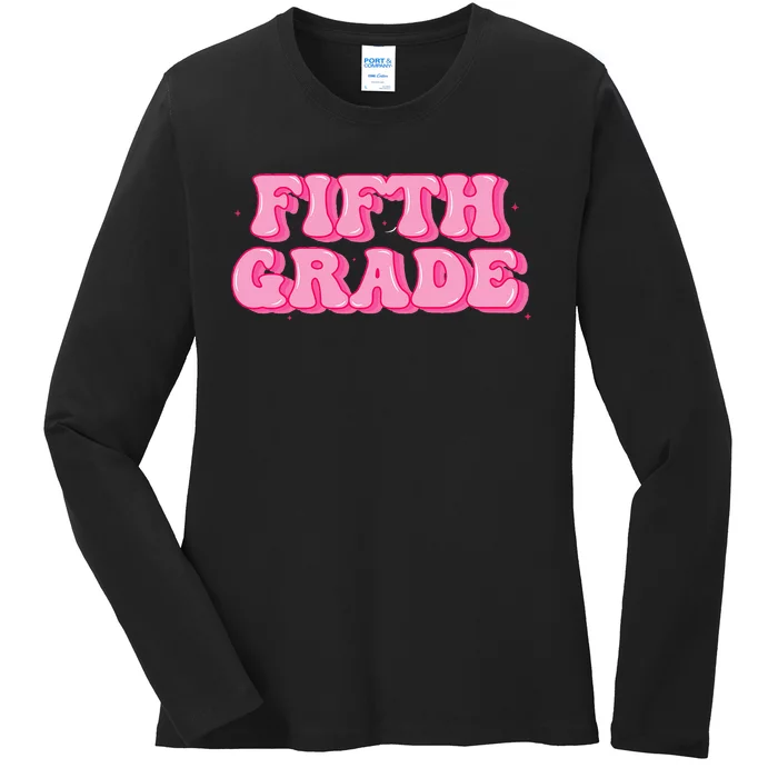 Fifth Grade Teacher Retro Vintage 5th Grade Teacher Team Ladies Long Sleeve Shirt