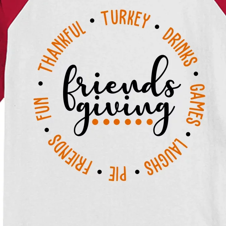 Friends Giving Thanksgiving Festive Holiday Gift Kids Colorblock Raglan Jersey