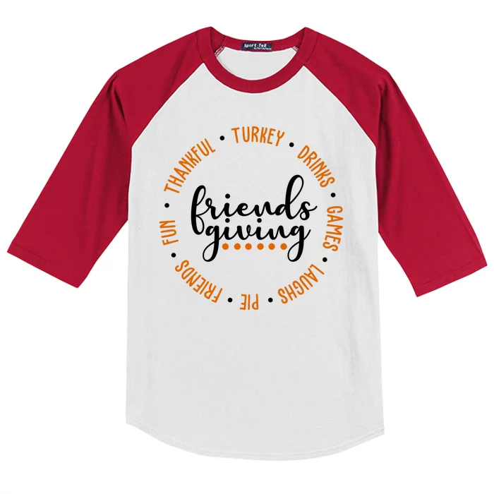 Friends Giving Thanksgiving Festive Holiday Gift Kids Colorblock Raglan Jersey