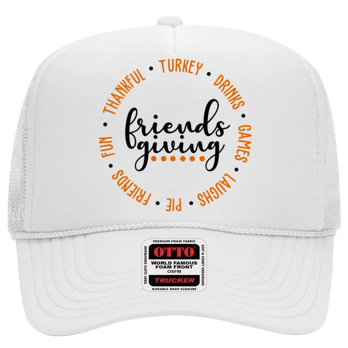 Friends Giving Thanksgiving Festive Holiday Gift High Crown Mesh Trucker Hat